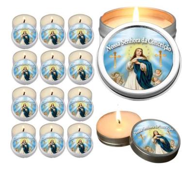 Imagem de 10 Velas Aromaticas Lembrancinhas Nossa Senhora da Saude na Latinha De