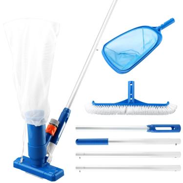 Imagem de YBENWL Rede De Skimmer Para Piscina, Com Escova, Kit Limpeza Natação, Saco Folhas Malha Inferior Aspirador Pó, Semiprofundo E Ajustável, Acessórios Postes 47-61"