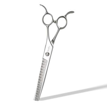 Imagem de SnipStar 7 polegadas Profissional Pet Curva Chunker Tesoura ATS-314 Aço 34 dentes finar tesouras para cuidados de cães, taxa de diluição 55%