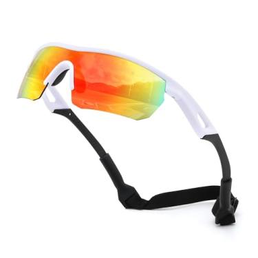 Imagem de FEISEDY Óculos de sol polarizados de beisebol infantil juvenil esportivo ciclismo armação leve UV400 meninos meninas B0236, 07 branco e vermelho, 67mm