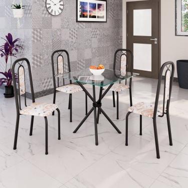 Imagem de Conjunto Sala de Jantar com 4 Cadeiras Lívia Bege / Preto