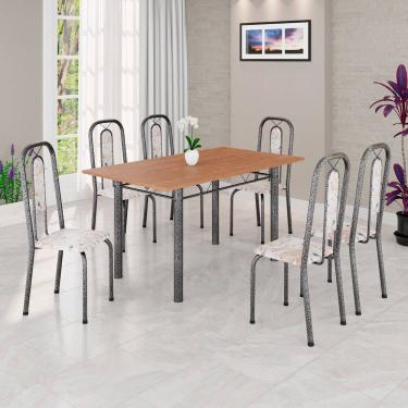 Imagem de Conjunto para Sala de Jantar com 6 Cadeiras Lívia Bege / Prata