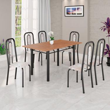 Imagem de Conjunto para Sala de Jantar com 6 Cadeiras Lívia Bege / Preto