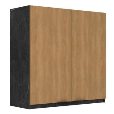 Imagem de Armário Aéreo de Cozinha 80cm 2 Portas New York Móvel na Caixa, Mármor