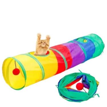 Imagem de Túnel Colorido Brinquedo Para Gatos Pets Labirinto Favorito Gatinho In