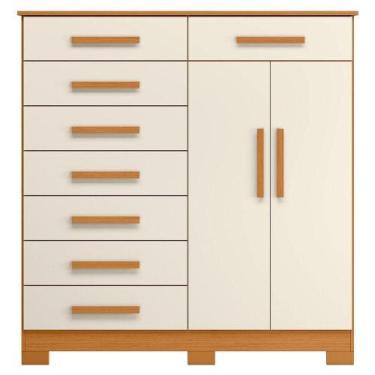 Imagem de Cômoda Sapateira Alta Julieta 8 Gavetas 2 Portas Cinamomo Off White - 