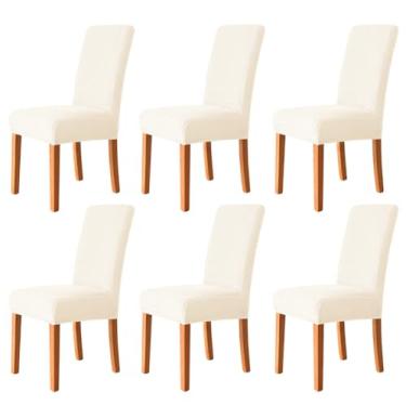 Imagem de Lzyjckh Capas para Cadeiras Parsons Laváveis ​​e Elásticas - Capa para Cadeiras de Sala de Jantar, Capas Removíveis com Encosto Alto para Sala de Jantar, Banquete e Festa,Beige 6pcs