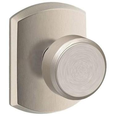 Imagem de SCHLAGE Conjunto de maçanetas de porta de passagem Bowery F10-BWE-GRW com rosa verde decorativa, níquel acetinado