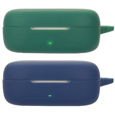 Imagem de Acddeny Capa de fone de ouvido compatível com Huawei Freearc, [suporta carregamento sem fio] [capa protetora à prova de choque] capa de silicone para fone de ouvido (azul-verde)
