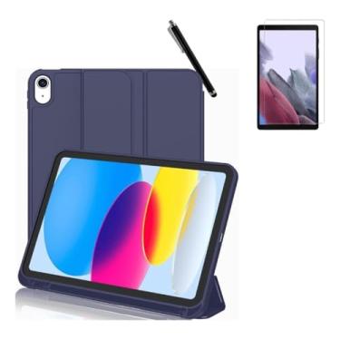 Imagem de Kit Proteção para iPad Air 4/5 Geração, 10,9 Polegadas, Capa Protetora Smart Flip com Suporte + Película de Vidro + Caneta Touch (Azul Petróleo)