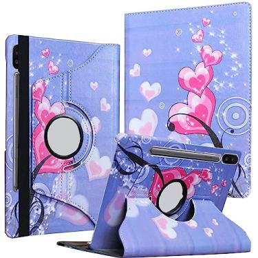 Imagem de JYtrend Capa para Galaxy Tab S8 (2022) / Tab S7 (2020) 11 polegadas, capa com suporte giratório para modelo SM-T870 SM-T875 SM-T878U SM-X700 SM-X706 X706B X706U X706N, coração flor