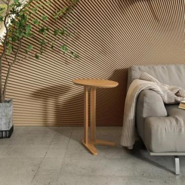Imagem de Mesa de Canto Natural Mesinha Lateral - DALLA COSTA, FREIJO, MDF