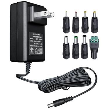 Imagem de OXZEEWEE Adaptador De Fonte Alimentação 12 V 1 A 6 Pés Com 8 Plugues Cc, Comutação Ca/Cc 1000 Mω, 800 600 500 Mω E 300 Para Fitas Led, Câmeras Cftv, Roteadores, Alto-Falantes, Gps, Webcams, Scanners