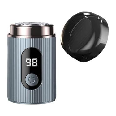 Imagem de ChuYiElegance Barbeador Elétrico Masculino, Aparador de Barba Facial, Removível, à Prova D'água, Portátil, para Barbear em Acampamentos, Viagens, Carro, Azul
