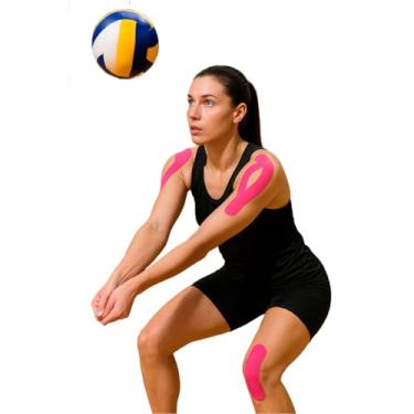 Imagem de Combo 4 Fitas Kinesio Tape Bandagem Elástica Adesiva para Esportes Fisioterapia Lesão Muscular Pré-Cortada Funcional Treino Recuperação Evita Lesões Duração 5 Dias