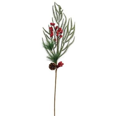 Imagem de Galho Natal Folhagens Mix Rústico Berries e Pinha 88cm - Magizi - Yang