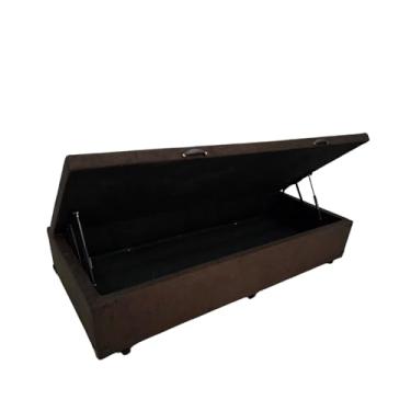 Imagem de Base Cama Box Com Baú Solteiro, Queen, Casal, King Suede Marrom (Marrom, Solteiro)