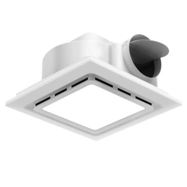 Imagem de welnek Exaustor de banheiro com luz de 130 CFM, grade de 30 cm, caixa de 25 x 24,9 cm, duto de 10 cm, ventilador de teto de banheiro silencioso de 1,0 com combinação de luz LED de 6500K 1200 Lm, para