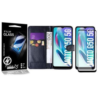 Imagem de Película 3D + Capa Carteira PRETA para Moto G50 5G XT2149 - Cell In Po