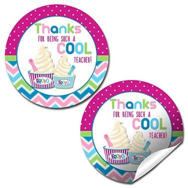 Imagem de You're Cool Froyo Frozen Yogurte temático agradecimento professor agradecimento etiquetas adesivas, 40 adesivos de círculo de festa de 5 cm da AmandaCreation, ótimo para selos de envelope e sacos de presente