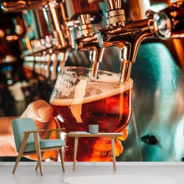 Imagem de Papel de Parede Cerveja Bebida Cervejeiro Bar Sala Adesivo - 316pcm - 