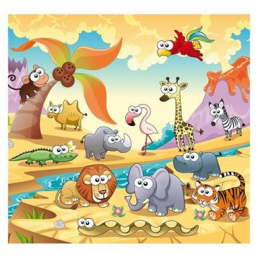 Imagem de Papel de Parede Adesivo Infantil Safari Animais Quarto Bebe - 675pcp -