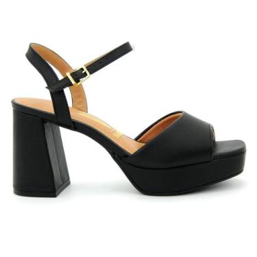 Imagem de Sandália Feminina Vizzano 6472.207 Calcanhar Fechado Salto, 38, Preto