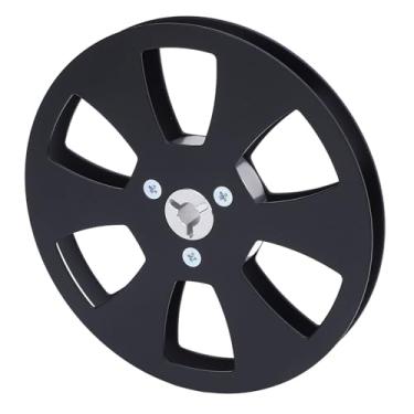 Imagem de Cryfokt Abra a Fita Sonora do Carretel, Papel Vazio, Liga Leve de Alumínio Anti -quedora 1/4 5in Banda Adesiva Vazia -troca de Rolos de Nagra para o Gravador de Bobina (Preto)