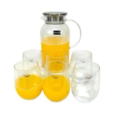 Imagem de Jarra 1,8L Tampa Inox + 6 Copos 420Ml Luxo - Fracalanza