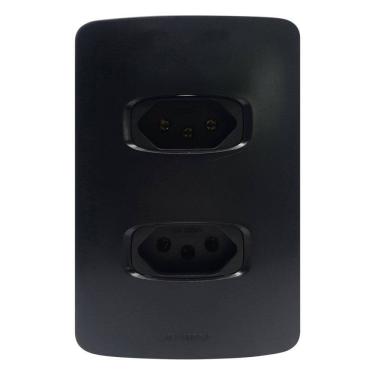 Imagem de Tomadas Padrão 20A com Placa 4x2 Gracia Maxx Alumbra Preto