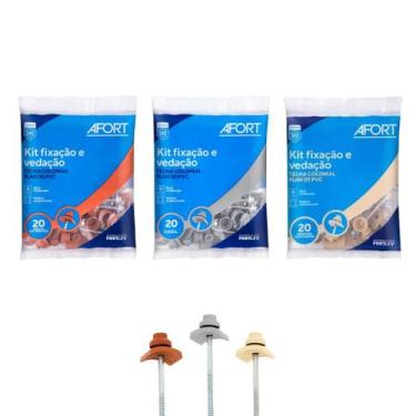 Imagem de Kit Fixação /Vedação Afort Pvc Plan 20Pc Completo, Cinza