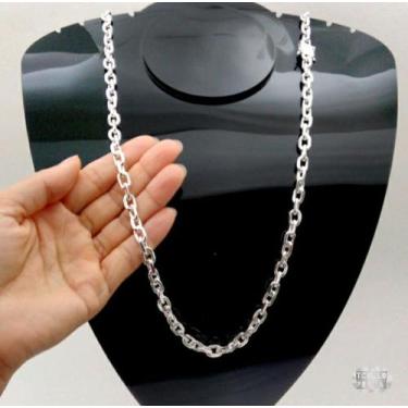 Imagem de Corrente Cadeado Fecho Gaveta Prata 925 - 8mm e 70cm - Corrente de Pra