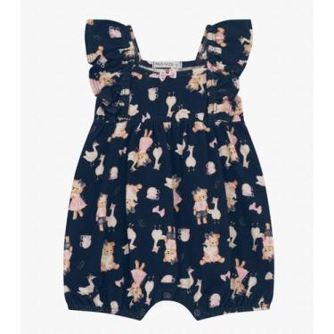 Imagem de Macaquinho infantil Menina em Cotton Trick Nick Azul, M, Azul