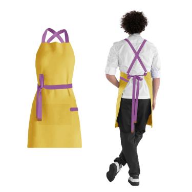 Imagem de Avental Amarelo Roxo Alça Cruzada Restaurante Cafeteria 10un