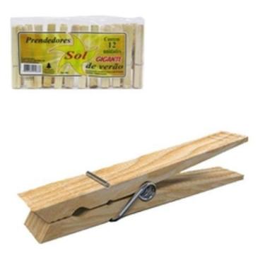 Imagem de Prendedor De Roupa De Madeira Gigante Sol Com 12 Pecas