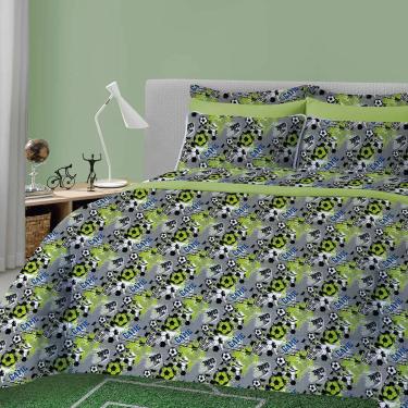 Imagem de Kit Cobre Leito SulBrasil Casal Malha 100% Algodão Estampado Kids Matelasse Fun Game 2,00mx2,20m Verde