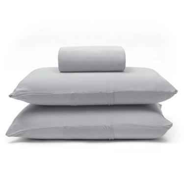 Imagem de Jogo de Cama Buettner Queen Malha 100% Algodão Basic Liso 3 Peças Prata