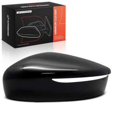 Imagem de A-Premium Tampa do espelho retrovisor do lado do motorista - compatível com Nissan Versa 2015-2017, Versa Note 2015-2019 - Preto liso, com furo de seta