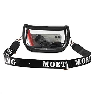Imagem de MOETYANG Bolsa transparente para mulheres, bolsa tiracolo fofa, pequena bolsa transparente clutch, Preto, Medium
