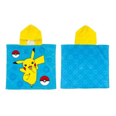 Imagem de Franco Pokémon Anime Kids Praia/Piscina/Banho/Camping Poncho de Toalha com Capuz 61 cm X 56 cm, Capa de Algodão Absorvente (Produto Pokémon Licenciado Oficial), Grande
