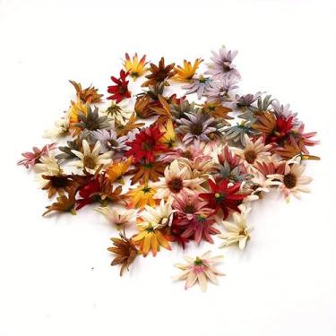 Imagem de 25 peças de girassol pontiagudo cor de outono cabeça de flor artificial DIY acessórios de decoração de casa layout de casamento (mistura de cores)