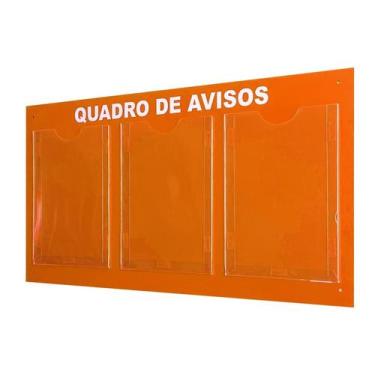Imagem de Quadro Aviso Gestão Á Vista 3 Displays A4 ACM Laranja - DC Express