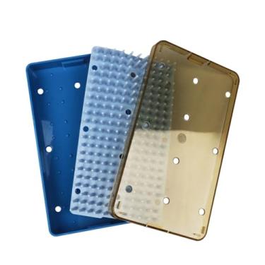 Imagem de TEPTOARCH Caixa de armazenamento de instrumentos autoclaváveis de plástico tamanho para bandeja de esterilização de instrumentos com tapete de silicone (G)