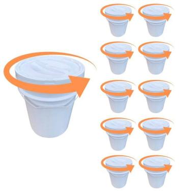 Imagem de Balde Para Banho De Ofuro 20L E Tampa Rosca - Kit 10 Pçs