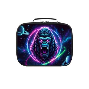 Imagem de AnySmic Lancheira Gorilla para crianças, lancheira de escola primária para meninos e meninas, camada isolada, poliéster, lancheira infantil à prova de vazamento para crianças a partir de 6 anos, cabe