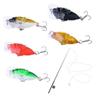 Imagem de YAFIYGI 5 peças iscas de pesca de robalo aquático pequenas iscas flutuantes de água doce para ação dinâmica de água doce, iscas artificiais de plástico rígido para ataques estranhos de robalo e