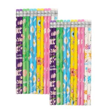Imagem de YIHUANYIFA 24 lápis de flores com borracha e lápis de madeira a granel (flores, 24)