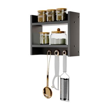 Imagem de Porta Temperos para Cozinha com Suporte Pano Prato Preto