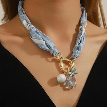 Imagem de Colar de cachecol com pingente bandana de seda vermelha para mulheres, roxo, laranja, cachecol charmoso, colares de amizade, presentes para mulheres, presentes de Natal, joias