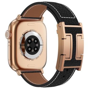 Imagem de CHANCHY Pulseira magnética de couro compatível com Apple Watch Ultra SE3 séries 11/10/9/8/7/6/5/4/3/2/1 de 40 mm, 38 mm, 41 mm, 42 mm, 44 mm, 45 mm, 46 mm, 40 mm, 40 mm, 41 mm, 41 mm, 41 mm, 41 mm, 41